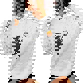 Black Cat Halloween Humor Trump Pumpkin Women Women Hoodie - Monsterry