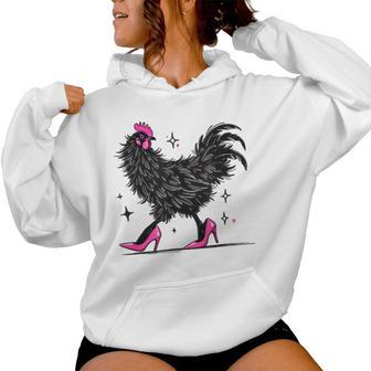 Chicken In Pink Heels Color Women Hoodie - Thegiftio UK