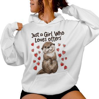Otter Lovers Just A Girl Who Loves Otters Women Hoodie - Thegiftio UK