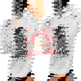 Galentines Gang Black Messy Bun Afro Galentine's Day Women Hoodie | Mazezy