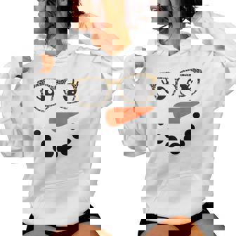 Girl Snowman Face Eyelashes Christmas Snowman Costume Women Women Hoodie | Mazezy