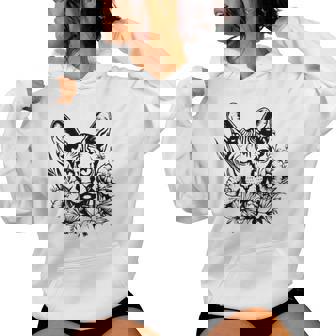 Girls Flowers Pet Floral Hairless Sphynx Cat Lover Women Hoodie - Thegiftio