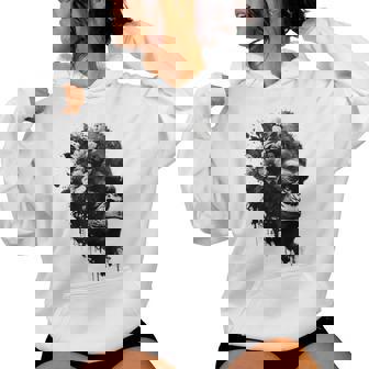 Gorilla Flowers モンキーアニマルプリントアート ゴリラ レディースパーカー - Kawaiitshirt