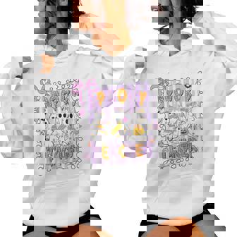 Groovy Spooky Teacher Ghost Retro Teacher Halloween Women Hoodie - Monsterry