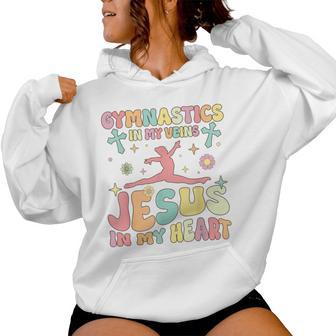 Gymnastics In Veins Jesus In My Heart Groovy Gymnast Acrobat Women Hoodie - Thegiftio UK
