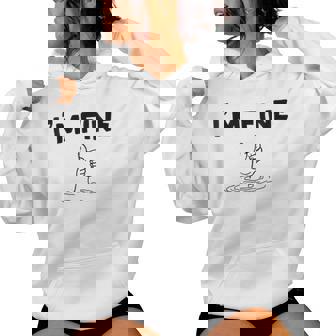 I'm Fine Art Hand Sign Under Water I'm Ok Meme Women's Hoodie | Mazezy