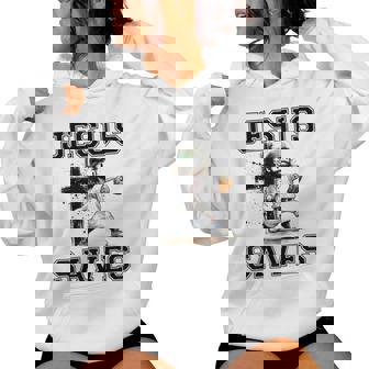 Jesus Saves Baseball Religious Christian Faith Cross Women Hoodie - Thegiftio