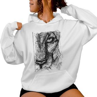 Lioness Face Graphic Leaders Of African Pride Lions Womens Women Hoodie - Monsterry