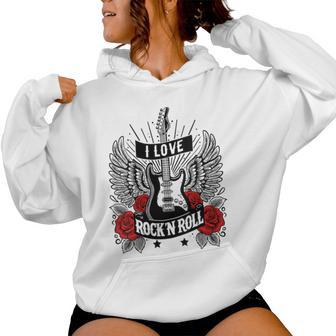 I Love Rock And Roll Guitare Électrique Rétro Rock&Roll Sweat à capuche femme - Cadeauxyz