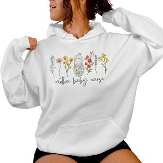 Mother Baby Nurse Wildflower Postpartum Nurse Grad Maternity Women Hoodie - Thegiftio UK