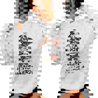 No Kings In America Messy Bun Usa Flag No Kings Women Hoodie | Mazezy