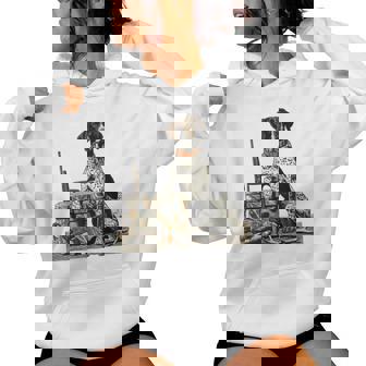 Old School Camo German Shorthaired Pointer Hunting Dog Mom Women Hoodie - Seseable