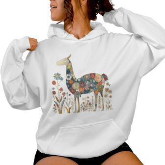 Peru Souvenir Llama Alpaca Flowers Peruvian Souvenir Women Hoodie - Thegiftio