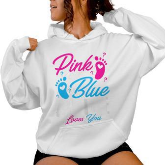 Pink Or Blue Auntie Loves You Baby Shower Gender Reveal Aunt Women Hoodie - Thegiftio UK