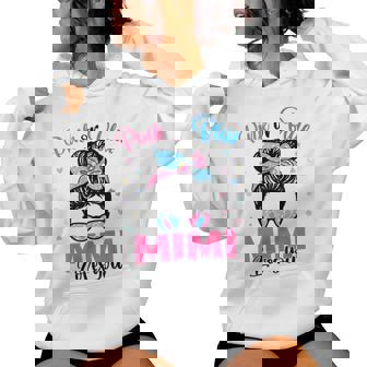 Pink Or Blue Mimi Loves You Gender Reveal Messy Bun Women Hoodie - Monsterry