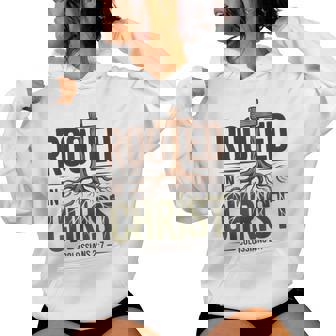 Rooted In Christ Jesus God Religious Cross Christian Faith Women Hoodie | Seseable CA