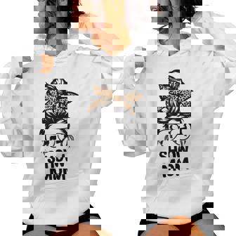 Show Lamb Mom Messy Bun Leopard Sheep Show Mama Women Hoodie - Thegiftio