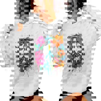 Signo De La Paz Amor Paz Flor Poder Es 70S & 60S Sudadera con capucha para mujer - Regaloses