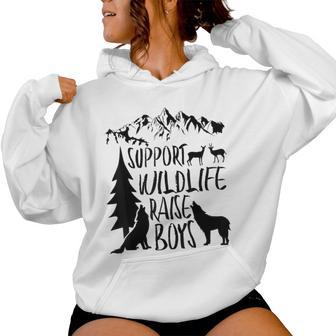 Support Wildlife Raise Boys Dad Mom Of Boys Women Hoodie - Thegiftio UK