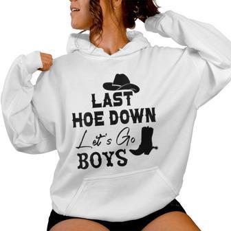 Última Camisa De Azada Abajoúltima Fiesta De Azada Abajolets Go Boys Cuello Sudadera con capucha para mujer - Regaloses