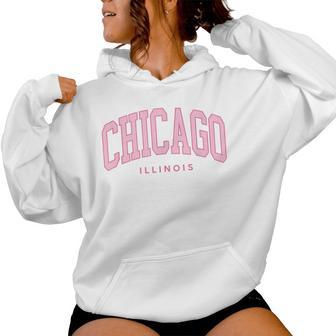 Vintage Chicago Pink Retro Preppy Throwback Girls Women Hoodie - Thegiftio