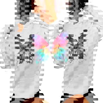 Watercolor Butterfly Graphic Women Women Hoodie - Monsterry