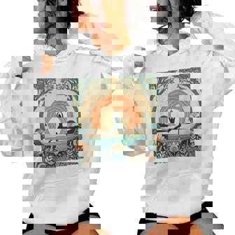 夕焼けの戦士ポーズ、ヨガの自然のイラスト、花柄。 レディースパーカー - Kawaiitshirt