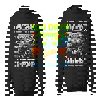 100 Days Of School Boys Gaming Pixel 100 Days Level Unlocked Sweatshirt - Monsterry