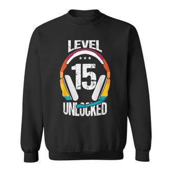 15 Geburtstag Cooles Gamer Jungen Männer Level 15 Unlocked Sweatshirt - Geschenkecke