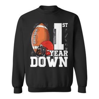 1St Birthday Football Touchdown-First Year Down Themed Party Sweatshirt - Thegiftio UK