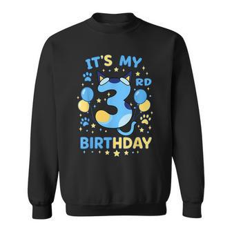 3Rd Birthday Boy Blue Dog Theme Party Three Cool 3 Year Old Sweatshirt - Thegiftio UK