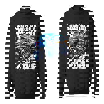 3Rd Birthday Monster Truck Young Wild And Three 3 Year Old Sweatshirt | Seseable FR