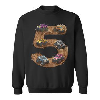 5 Year Old Boy Birthday Monster Trucks Toddler 5Th Birthday Sweatshirt - Thegiftio UK