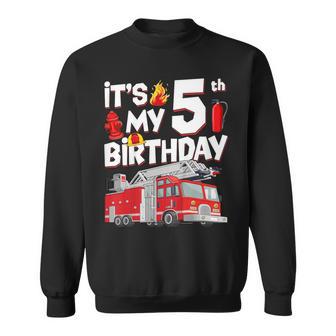 5Th Birthday Boy Fire Truck 5 Years Old Toddler Firefighter Sweatshirt - Thegiftio UK