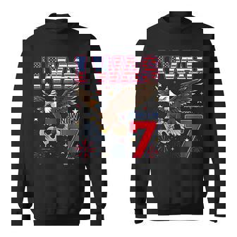 I Was 6 Now I'm 7 Usa Eagle American 6 7 Birthday Sweatshirt - Monsterry