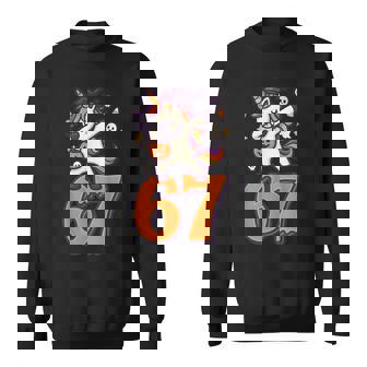 67 Halloween Unicorn Brainrot Meme Six Seven Girl's Women's Sweatshirt | Mazezy