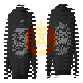 67 Meme Halloween Pumpkin 6 7 Brainrot Six Seven N Boys Sweatshirt - Monsterry