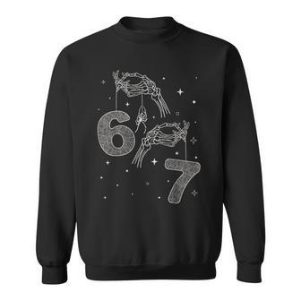 67 Meme Skeleton Hand Halloween Six Seven Ns Sweatshirt - Monsterry