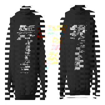 7Th Birthday 7 Year Old Transportation Cars Fire Truck Sweatshirt | Mazezy