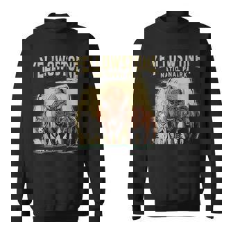 90S Yellowstone National Park Wolf And Bison Retro Sweatshirt | Seseable CA