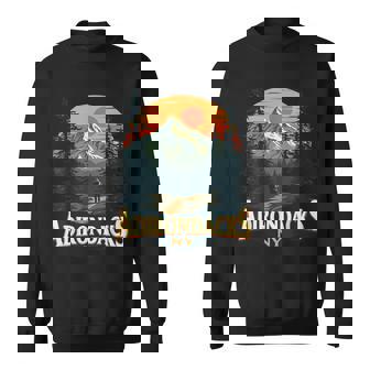 Adirondacks Hiking Mountain Enthusiasts Apparel Black Small Modern V-Neck Short Sleeve Cotton Blend Nature Hiking Sweatshirt - Monsterry