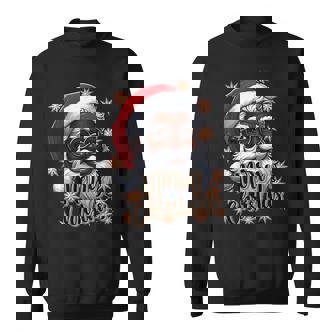 African American Santa Christmas Pajama Black X-Mas Sweatshirt | Mazezy