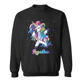 Agathe Dabbing Licorne Arc-En-Ciel Nom Personnalisé Sweater e - Cadeauxyz