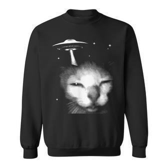 Alien Cat Meme Ufo Vintage Graphic Y2k Silly Cat Sweatshirt - Thegiftio UK