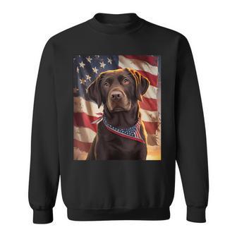 American Flag 4Th Of July Dog American Chocolate Labrador Sweatshirt - Thegiftio UK