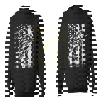 American Flag Camo Bass Fish Fishing Sweatshirt | Mazezy