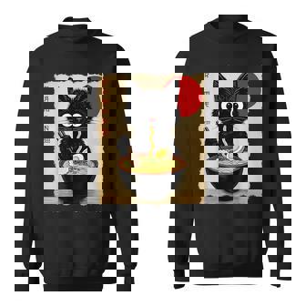 Anime Cat Ramen Japanese Cat Graphic Anime Sweatshirt | Mazezy