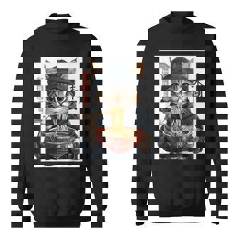 Anime Cat Ramen Japanese Style Graphic Sweatshirt - Monsterry