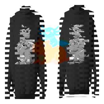 Anime Kawaii Axolotl Capybara Apparel -Kids Small Modern Whimsical All Seasons Short Sleeve V-Neck Regular Fit Lightweight Classic Fit Detailed Fabric Composition Unique Sweatshirt Unisex | Mazezy