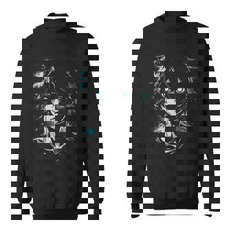 Anime Manga Motif Blue-Eyes Illustration Anime Sweatshirt - Thegiftio